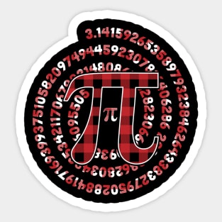 Spiral Pi Day Numbers Symbol Red Plaid Math Lover - Pi Day Sticker